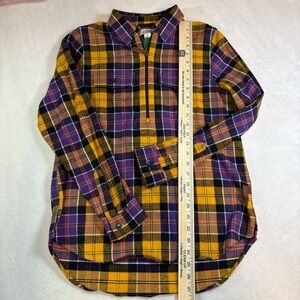 L.L. Bean Relaxed Fit Plaid Shirt in Purple and Yellow